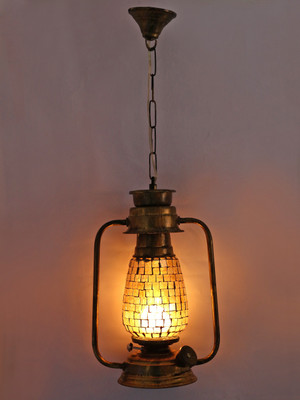 AFAST Antique Pendant Lantern Lamp Light With Decorative Glass Shade, 7 Watt, Colorful Lighting Effect Pendant Lamp Ceiling Lamp(Gold)