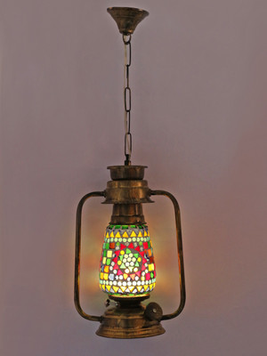 AFAST Antique Pendant Hanging Lantern Lamp Light With Colorful Glass Perfect Match Of Trading And Traditional A2 Pendants Ceiling Lamp(Multicolor)