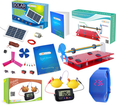 

Kit4Curious 4in1 Super Gift Magnetic Levitating Pencil Kit + Solar Educational learning Kit + Potato Lemon Clock + touch activated LED band Gift pack of 4 kits(Multicolor)