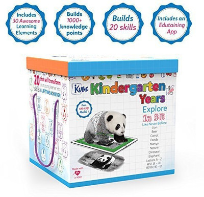 

KUBE |KINDERGARTEN YEARS| After School Educational toy forkids of age group 3-7 year kids| Comes with AR VR Technology|Covers complete 3 years preschool curriculum| The Ultimate Learning box for children(Multicolor)