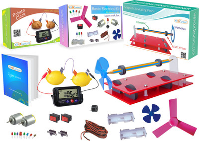 

Kit4Curious 3in1 Super Gift Magnetic Levitating Pencil Kit + Basic electrical kit + Potato Lemon Clock(Multicolor)