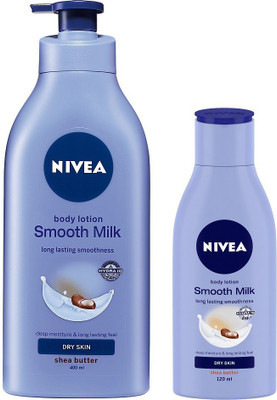 

Nivea Smooth Milk With Shea Butter Body Lotion 400 ml &120 ml Combo(520 ml)