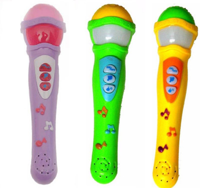 

DINAARKAN PURPLE, GREEN&YELLOW MIC TOY COMBO WITH MUSIC, LIGHT & BATTERIES(Purple, Green, Yellow)