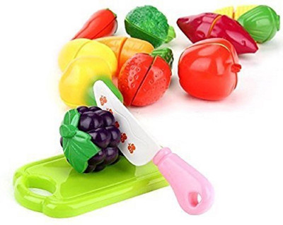 

JAYNIL ENTERPRISE Realistic Sliceable Fruits Or Vegetables Cutting Play Kitchen Set Toy with Various Fruits Or Vegetables,Knife,Plate and Cutting Board for Kids