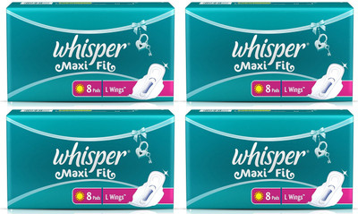 

Whisper Maxi fit 8 Pad Large Wings Sanitary Pad(Pack of 4)