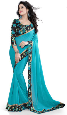 

Indianbeauty Self Design, Solid, Printed Bollywood Chiffon Saree(Light Blue)