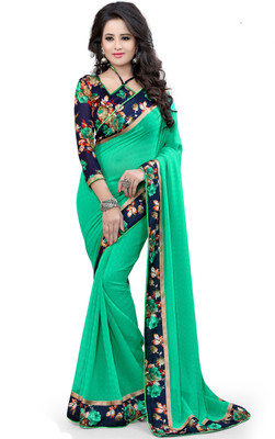 

Indianbeauty Self Design, Solid, Printed Bollywood Chiffon Saree(Green)