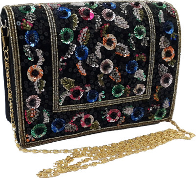 

Himalaya Handicraft Women Casual Black Satin Shoulder Bag