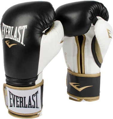 

Everlast POWERLOCK HOOK & LOOP TRAINING GLOVES (Black / Gold) Boxing Gloves (XL, White, Gold, Black), Black / white