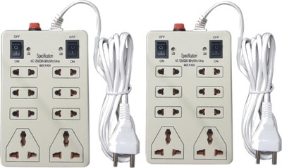 

LNVO Combo Power Strip Extension Board Cord 2 Meter Long Wire 8 Socket Surge Protector(White)