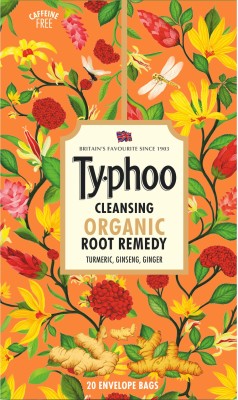 Typhoo Cleansing Organic Root Remedy Ginger, Ginseng, Turmeric Herbal Infusion Bags Box(20 Bags)