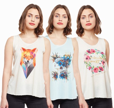 VIMAL JONNEY Casual Sleeveless Graphic Print Women Multicolor Top