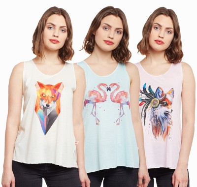 VIMAL JONNEY Casual Sleeveless Graphic Print Women Multicolor Top