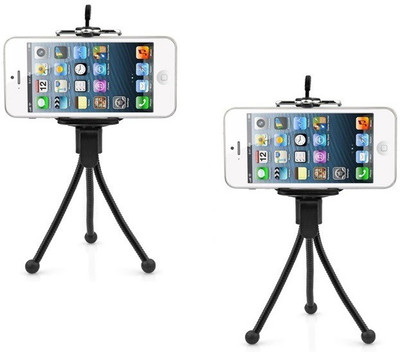 

De-TechInn Pack of 2 Adjustable Mini Mobile Phone Camera Stand Clip Bracket Holder And Tripod(Black, Supports Up to 500 g)
