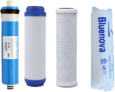 

Bluenova Ro service kit with CTO (Carbon block), GAC (Granular activated carbon), Vontron 80 GPD membrane and Spun Solid Filter Cartridge(5, Pack of 4)