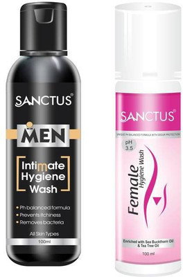 

SANCTUS Intimate Hygiene Wash For Men & Female Hygiene Wash Combo (100ml + 100ml) Intimate Wash(100 ml, Pack of 2)