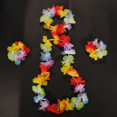 

Funcart 4 PIECE GARLAND SET HAWAIIAN PARTY LEI- MULTICOLORED