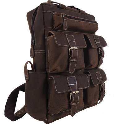 

iHandikart (16x12inch) 5 Pocket Buffalo Leather Backpack 20 L Backpack(Brown)