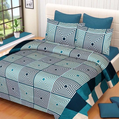 VR fab 144 TC Polycotton Double Geometric Flat Bedsheet(Pack of 3, Multicolor)