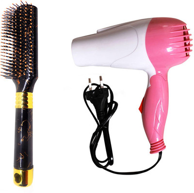 

Confidence Hair Dryer And Flat Wooden Handle Brush For Men And Women For Home And Salon Use(Set of 2)