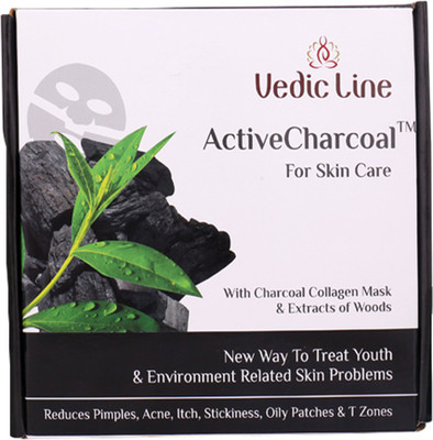 

Vedic Line Active Charcoal For Skin Care With Charcoal Collagen Mask & Extracts of Woods (Set Of 4) 400 ml