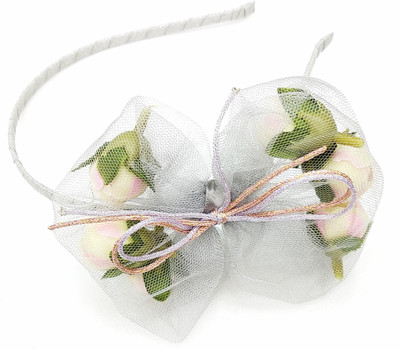 

fairytale big bow with flowers fascinator hair bands Head Band(Silver)