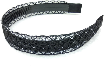

fairytale Silver shiny highlight On Fancy Black Netted Design Hair Bands Premium Quality. Head Band(Black, Silver)