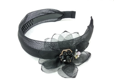 

fairytale Black Flower With Crystal Fascinator Hair Band Beautiful Elegant Design For Girls and Women's Head Band(Black)