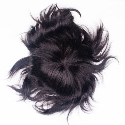 

AASA Toupee Wigs For Men Front Lace Patch Natural Human , Black, Hair Extension