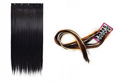 

Majik Clip-in Extensions Synthetics Extension For Women & Girls, Black Hair Extension