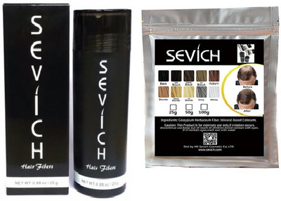 Sevich Hair Building Fibers black 25 gm + fiber refill pack 25 gm black (combo offer)(50 g)