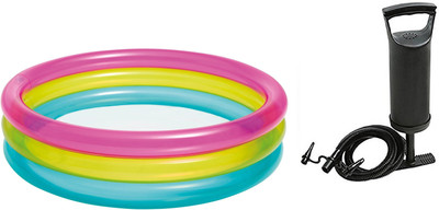 

DINAARKAN 3 FEET INFLATABLE TRANSPARENT BATH TUB CUM CIRCULAR POOL WITH AIR PUMP Inflatable Pool(Multicolor)