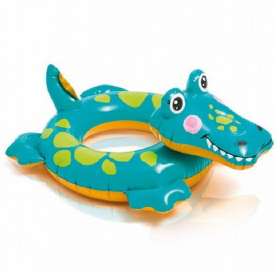 

DINAARKAN 2.3 FEET INFLATABLE CROCODILE(ALLIGATOR) SHAPED ANIMAL SWIM FLOAT RING FOR KIDS Inflatable Pool Accessory(Multicolor)