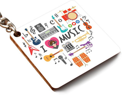 CRAZYINK KCSQUARE-Music Elements Heart Shape Key Chain