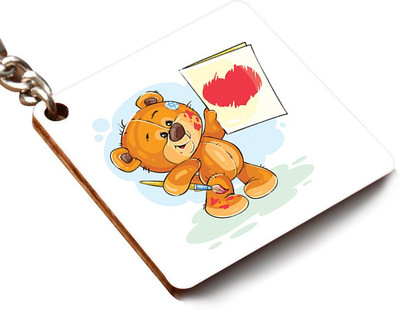 

CRAZYINK KCSQUARE-Cute Teddy Heart Skectig Key Chain