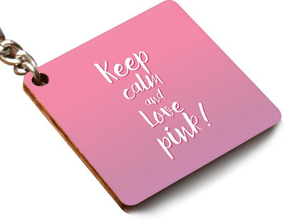 

CRAZYINK KCSQUARE-Keep Calm and Love Pink Key Chain