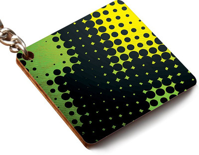 

CRAZYINK KCSQUARE-Black & Green halftone Key Chain
