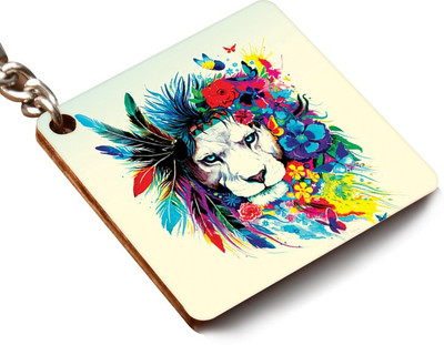 

CRAZYINK KCSQUARE-Lion Flower Art Key Chain