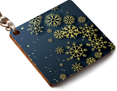 

CRAZYINK KCSQUARE-Merry Christmas Golden Vector Art Key Chain