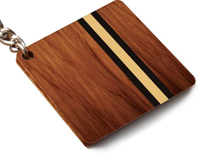 

CRAZYINK KCSQUARE-Red Wood with Cream Stripes Key Chain