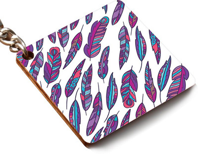 

CRAZYINK KCSQUARE-Purple Feather Pattern Key Chain