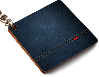 CRAZYINK KCSQUARE-Blue Leather Texture Key Chain