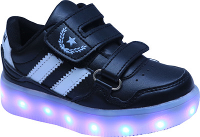 

FEETWELL Boys & Girls Velcro Sneakers(Black, Black white
