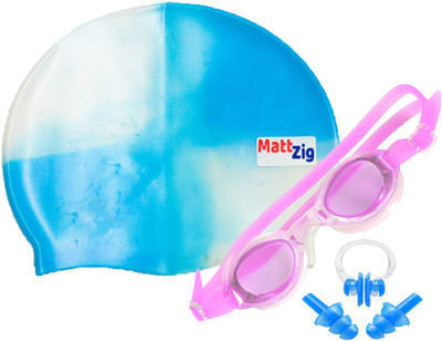MattZig ACE (One Cap + One Goggle + Ear Plug + Nose Clip) Swimming Kit