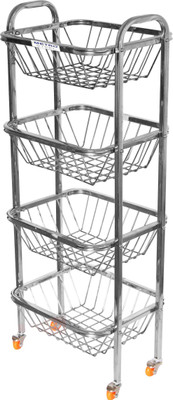 LIMETRO STEEL 4 Step Fruit and Vegetable Rack Stainless Steel Kitchen Trolley LIMETRO STEEL Kitchen Trolleys