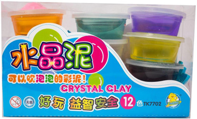 

Toyvala 12 pcs crystal clay slime for kids neon colors with moulds(Multicolor)
