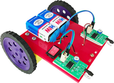 

Kit4Curious 2in1 Robot: Object follower robot, Object avoider robot (Scary cat), Ready to run kit with instruction manual(Red)