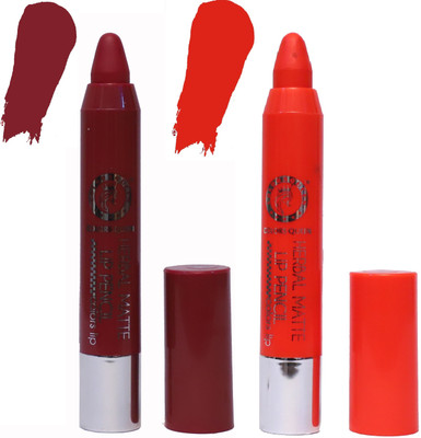 

COLORS QUEEN Long Lasting & Waterproof Herbal Colors Matte Lip Pencil combo(Glam Pink, Orange)