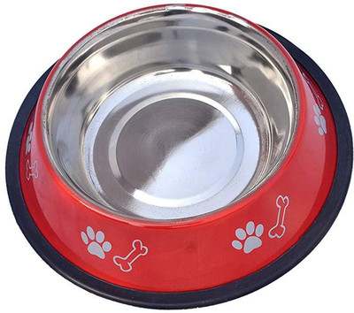 

JKM STORE ROUND Steel Pet Bowl(0.1600 L L Red)