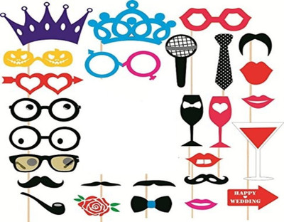 

Skywalk Party Props Funny Props Paper Craft Item, Multi Colour (Set of 27) Photo Booth Board(Party)